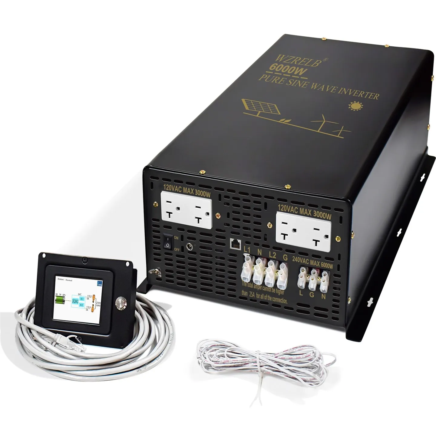 SPT Series 6000W Split Phase Pure Sine Wave Inverter With Wired Remote