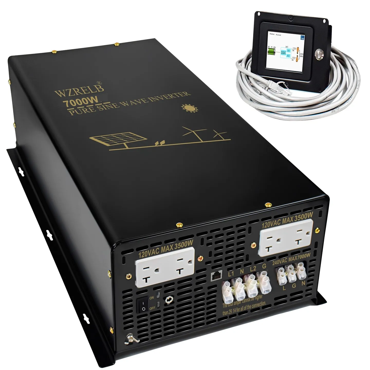 SPT Series 7000W Split Phase Pure Sine Wave Inverter With Wired Remote